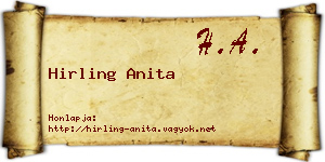 Hirling Anita névjegykártya